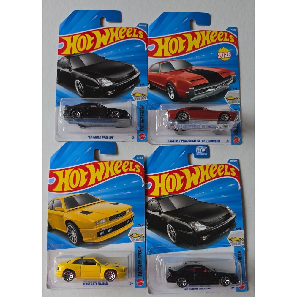 Hot Wheels 2026 Factory Fresh 4-Car Set - Honda Prelude & Assortment - New